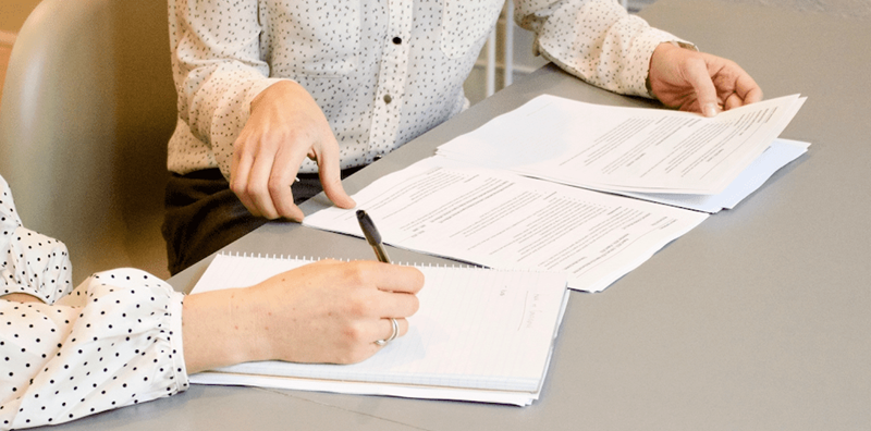 Woman reviewing documents