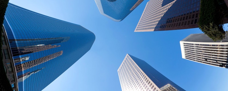 A fish eye view of downtown Los Angeles, California